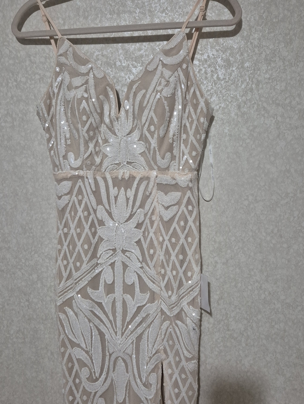 NWT Lulu's Ivory Beaded Lace Maxi Dress with Spaghetti Straps..SIZE:S - Picture 8 of 16